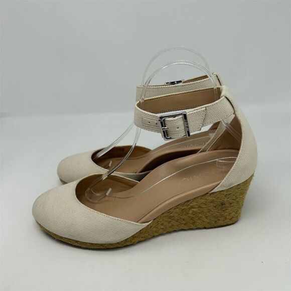 Vionic Women's White Ankle Strap Espadrille Wedge Sandals Size 9 Summer Boho - Picture 7 of 14